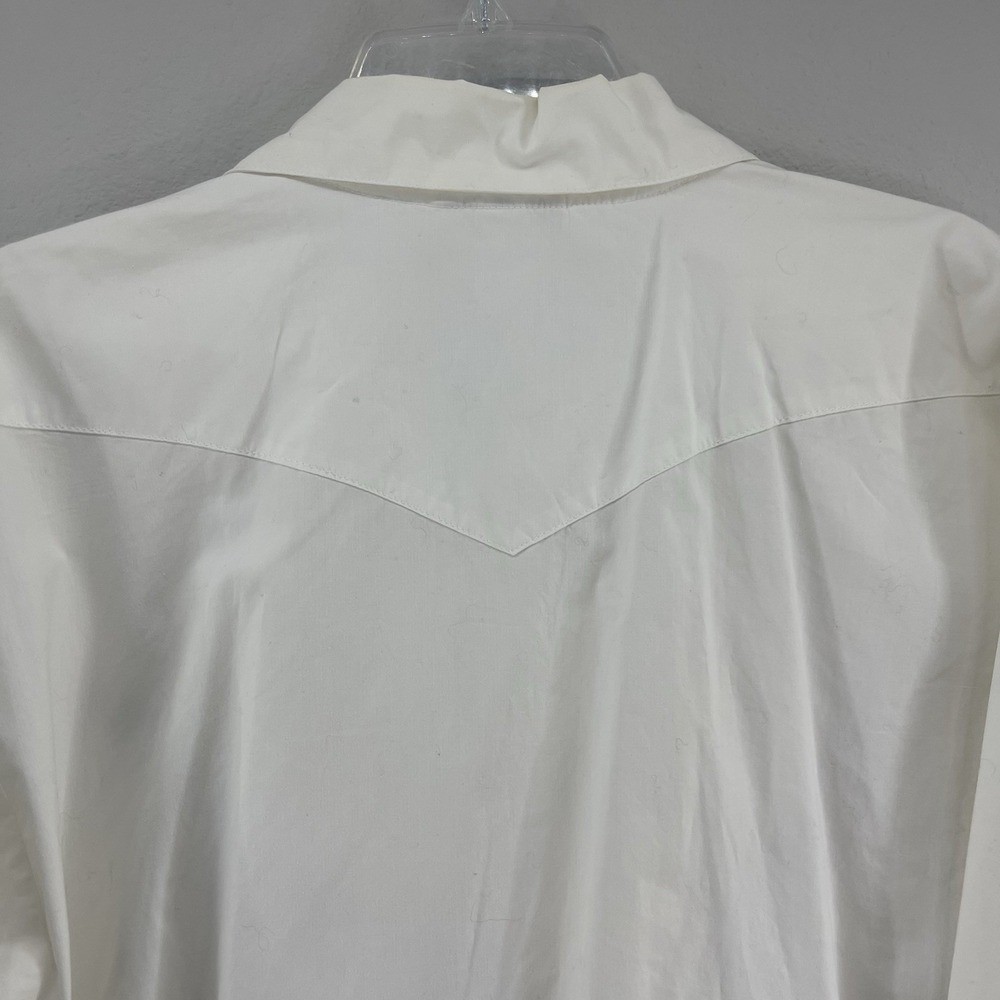 Vintage 90s Beaded Button Up Shirt Women's L White Fringe Western Funky Boho - Picture 8 of 16